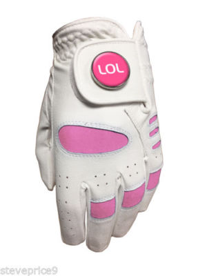 DAMEN ROSA ALLWETTER GOLFHANDSCHUH. LOL KUGELMARKER. S, M ODER L. LINKSHÄNDIG