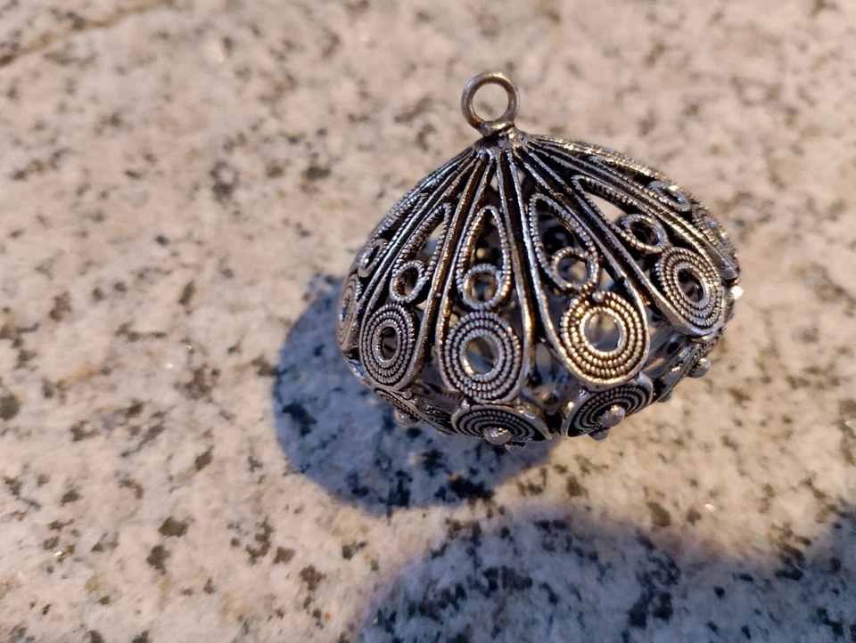 Bottone Sardo 2 Pezzi In Ottone Colore Argento - Immagine 4 di 4