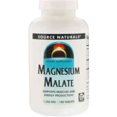 Source Naturals Magnesiummalat 1.250mg 180 Tabletten Energieschub Herzgesundheit