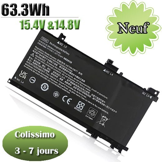Batterie TE04XL pour HP Omen 15-AX200 de 15.4V et 63.3Wh