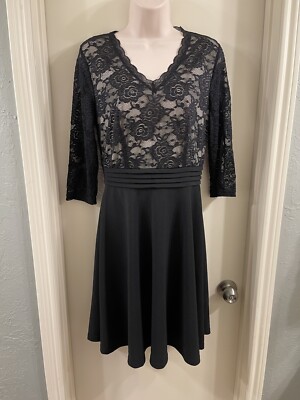 Homeyee Black Lace Bodice 3/4 Sleeve Flare Dress Size US 6 New with Tag | eBay Homeyee Black Lace Bodice 3/4 Sleeve Flare Dress Size US 6 New with Tag | eBay