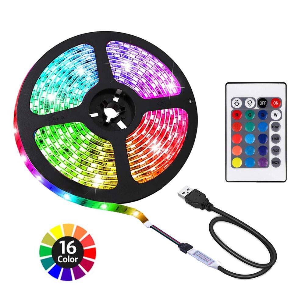 ACONDE 6.56ft USB LED Strip Lighting for Indoor TV Backlight Decor DIY Setup 24 Keys Remote