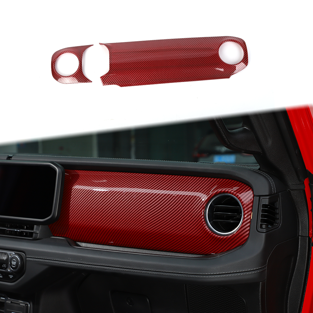 Red Carbon fiber Center Console Dashboard Cover Trim For Jeep Wrangler JL JT 18