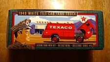 Ertl Texaco 1949 White Tilt Cab Tank Truck Die-Cast Metal Locking Bank New 