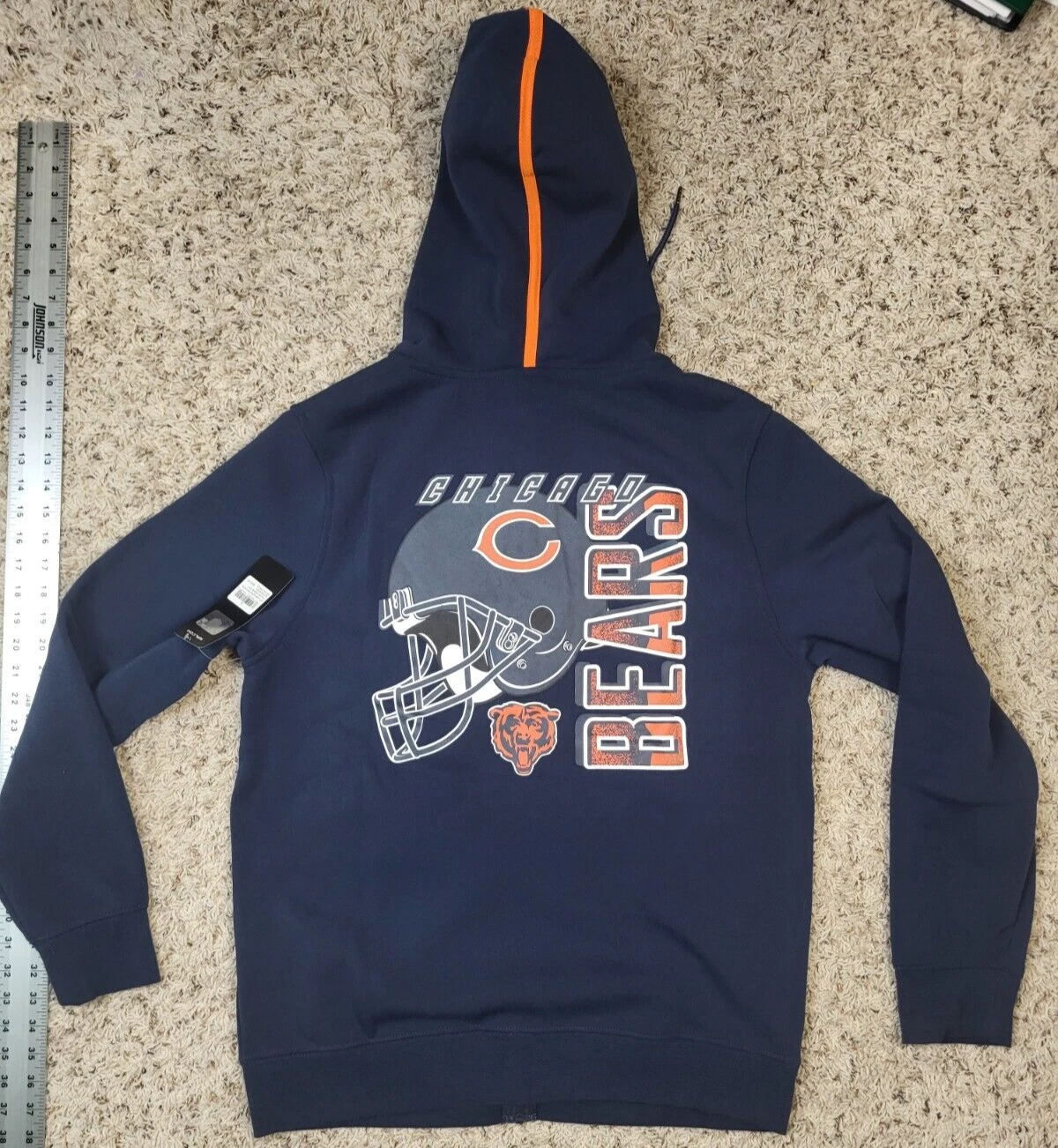 VETEMENTS Felpa con cappuccio Chicago Bears full zip nuova con etichetta blu navy con arancione taglia M Medium