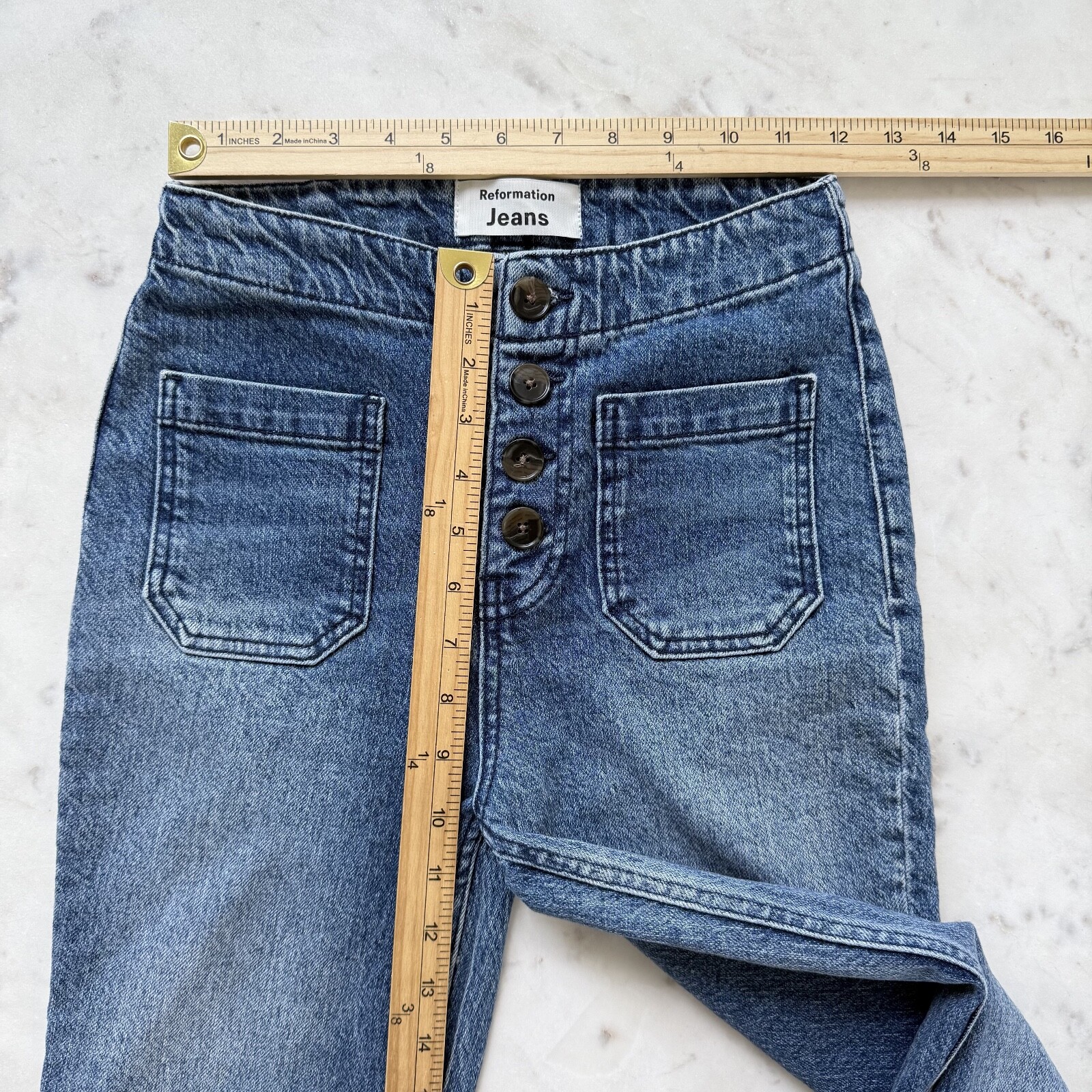 Reformation Elsie Exposed Button Fly Patch Pocket… - image 12