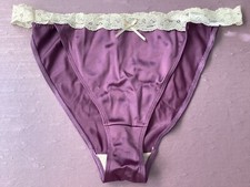 Women Panties,bikinis ILUSION Size S. Lavender Satin Soft W/Fishnet Waistband