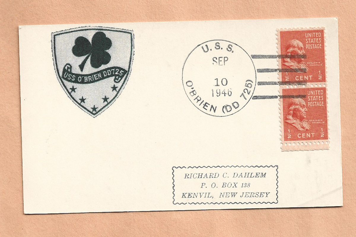 U.S.S O'BRIEN SEP 10,1946 NAVAL CARD | eBay
