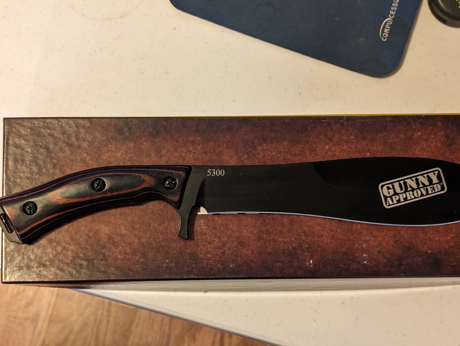 KABAR 5300 GUNNY KNIFE STRAIGHT EDGE FIGHTING UTILITY KNIFE w/ LEATHER SHEATH eBay