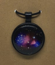 Galaxy Round Glass Dome Cabochons 1" Black Bezel Pendant New Free Ship 487