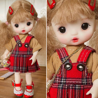 Fashion Girl Doll 1/8 Mini BJD Doll Cute Face Makeup Dress Shoes Wigs Full Set
