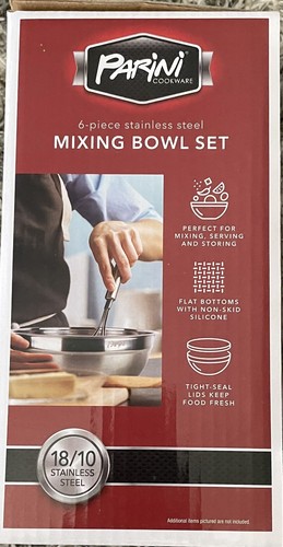 6-piece stainless steel Mixing Bowl Set Non-Slip Silicone Bottom & Tight Lids - Picture 4 of 4