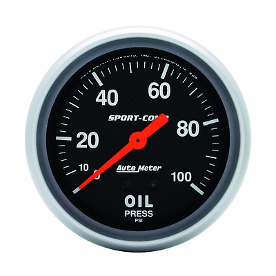AutoMeter 0-100 PSI 2-5/8'' Sport-Comp Analog Gauge Oil Pressure 3421