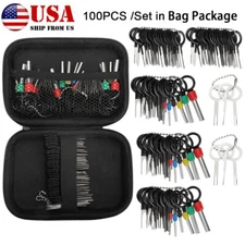 100Pcs Car Universal Pin Extractor Puller Terminal Removal Kit Tool with Bag