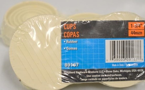 Shepherd #89167 - 1 3/4" Runde Gummi Möbel Tassen - Cremeweiß - 2 Pkg - 8 Tassen. - Bild 3 von 3
