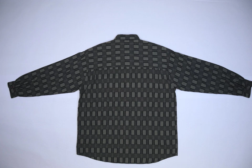 Bachrach Mens Black Green Geometric Print Long Sleeve Button Up Shirt XL - Image 3 of 4