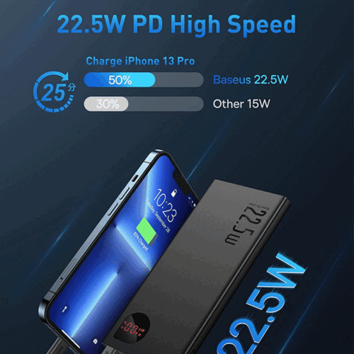 Baseus Power Bank 10000mAh Metall PD QC4.0 Schnell USB C Externer Akku Ladegerät - Bild 2 von 11