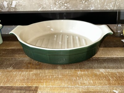 Emile Henry Williams-Sonoma Large Oval Stoneware Baking Pan France 13.5  Green