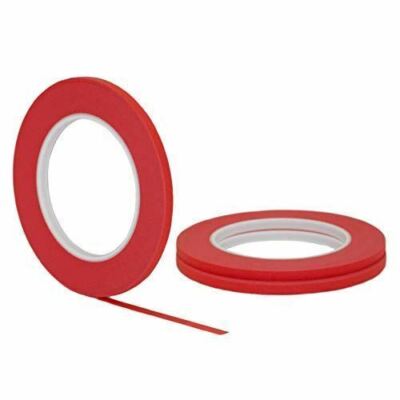 3 pack 1/4'' .25 inch x 60yd (6mm x 55m) Thin STIKK Red Painters Masking Tape