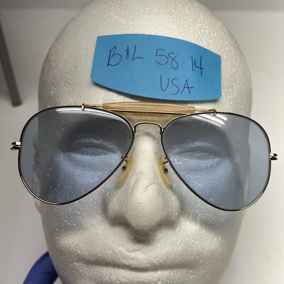 58[]14 VINTAGE B&L RAY-BAN Blue AVIATOR SUNGLASSES | eBay