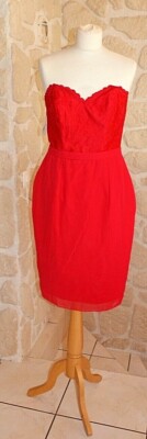 Robe Cocktail Rouge Point Mariage Taille 42 - Modèle Angella Sans Manches - Neuve Avec étiquettes
