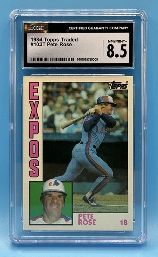 1984 TOPPS TRADED BB # 103T PETE ROSE FUTURE HOF  CGC FRESHLY GRADED NM/MT+ 8.5 