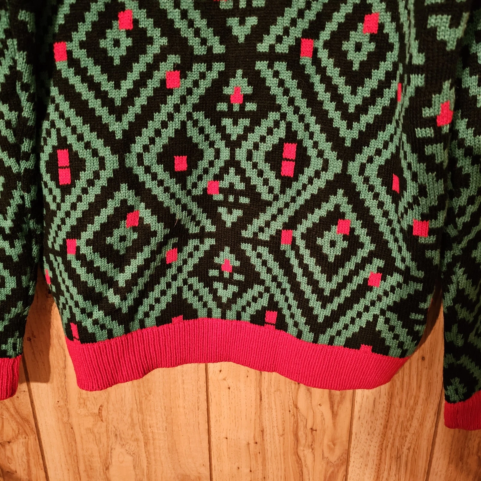 Joy Sweaters Ugly Christmas Sweater Womens Llama Medium Green Holiday Pullover