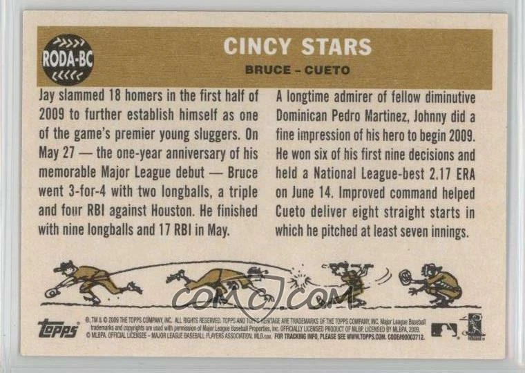2009 Topps Heritage Cincy Stars Jay Bruce Johnny Cueto Autograph Auto 12/25 Reds - Image 2 of 2