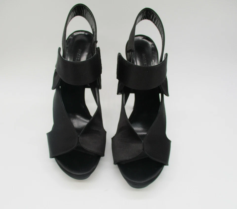 GEORGINA GOODMAN Nancy sandalia tacón de aguja esculpido plataforma satinado negro talla 40 Foto 2 de 4