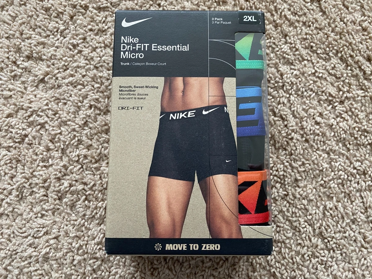 Nike Men's 3-Pack Dri-Fit Essential Micro Stretch Trunk Underwear 2XL