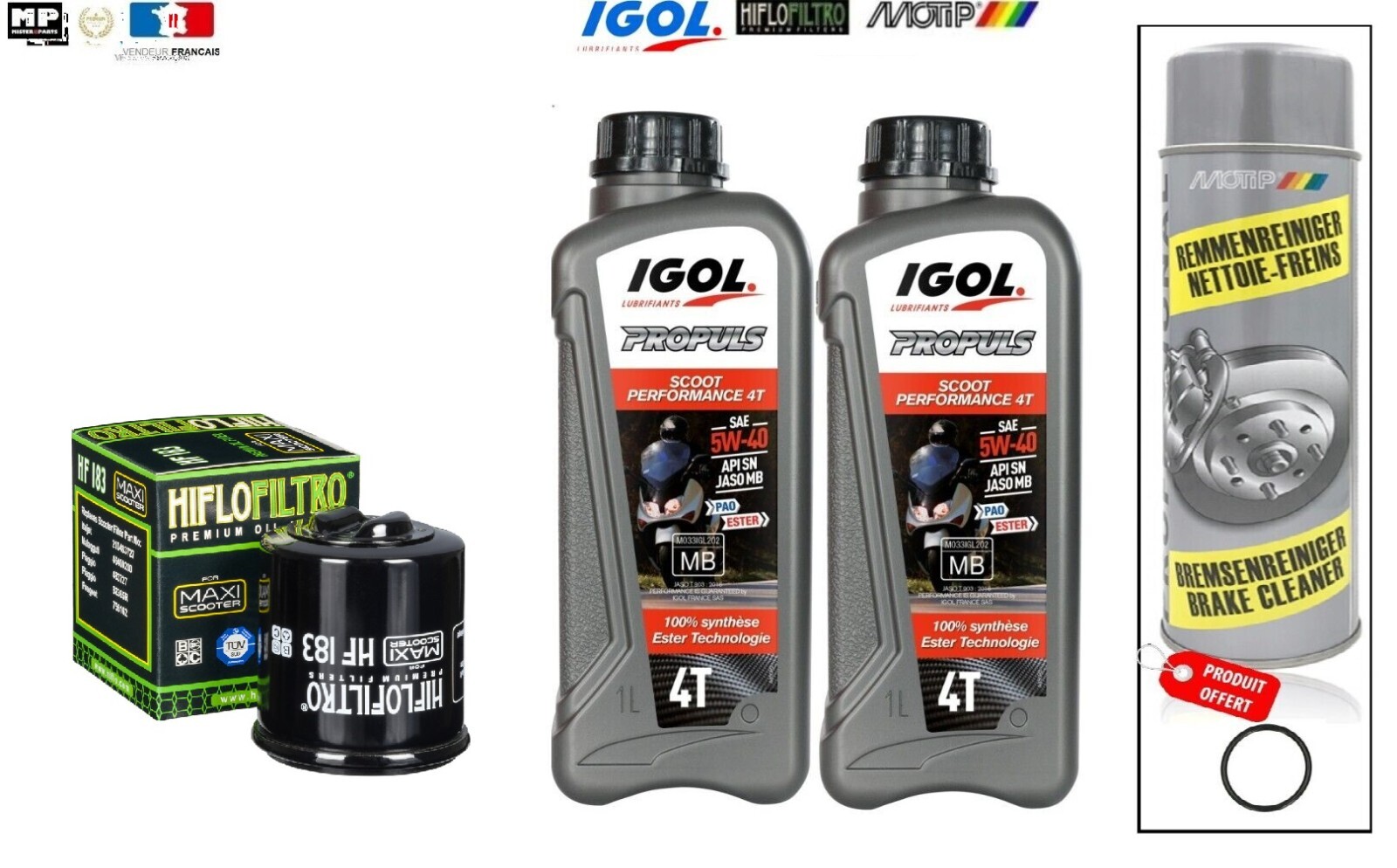 Kit vidange Gilera Runner 200 de 2003 à 2012 pour révision fluide 5W40 à la maison