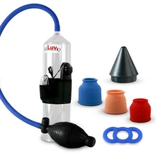 LeLuv Vibrating Bgrip Penis Pump Slippery Hose, 3 Sleeves, Slippery Ring & Cone