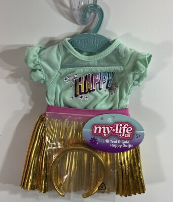 My Life As Teal & Gold Happy Outfit with Headband for 18'' Doll NEW