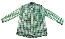 Zara Blazer Coat Womens Size Small Green Whit...