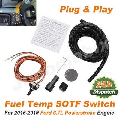 #ad Plugamp;Play Fuel Temp SOTF Switch for 2015 2019 Ford 6.7L Powerstroke w Connector $35.99