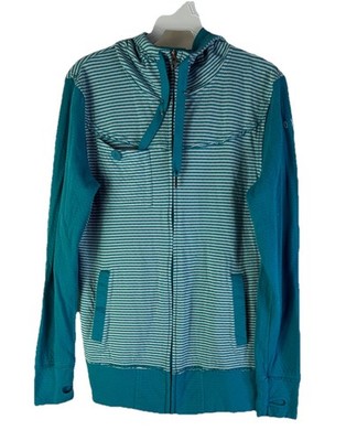 Vintage Y2K Roxy Womens Small Color Block Stripe Hooded Sweatshirt Jacket Skater