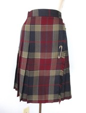 NWT Talbots Claret Sage Navy Plaid Wool Wrap Skirt Fringe Safety Pin Academia 8