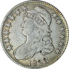 1823 Capped Bust Half Dollar Choice F/VF 0-105 R.1 Great Eye Appeal Nice Strike