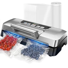 Potane Vacuum Sealer Machine, Double Pump, Auto/Manual, Built-in Cutter