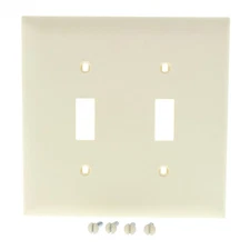Pass & Seymour TP2-LA Light Almond 2-Gang Toggle Switch Unbreakable Wallplate