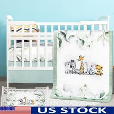 Jungle Animals Crib Bedding Set Quilt Fitted Sheet Skirt Soft Baby Nursery New