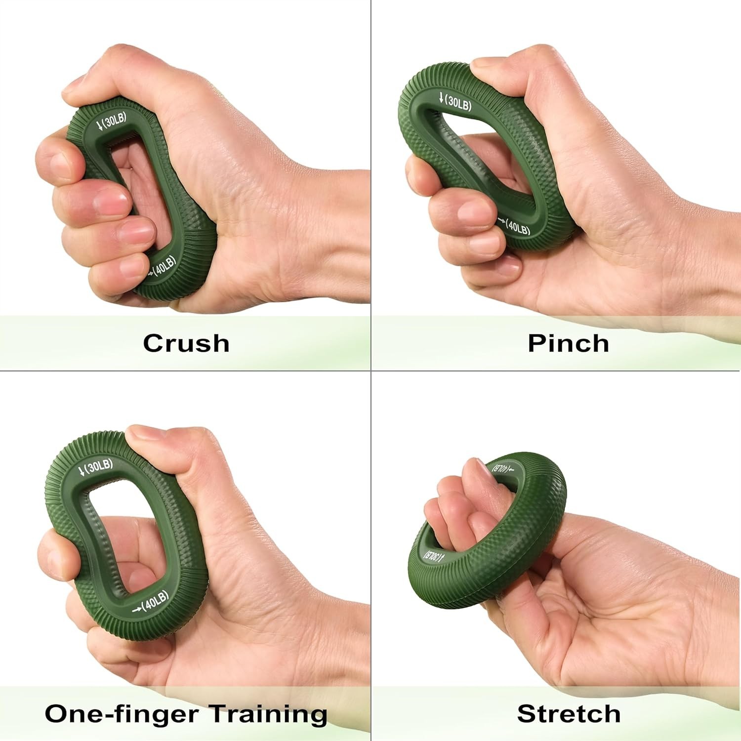 Grip Strength Trainer, Hand Gripper Strengthener 30-80 Lbs Silicone Trainer Ring