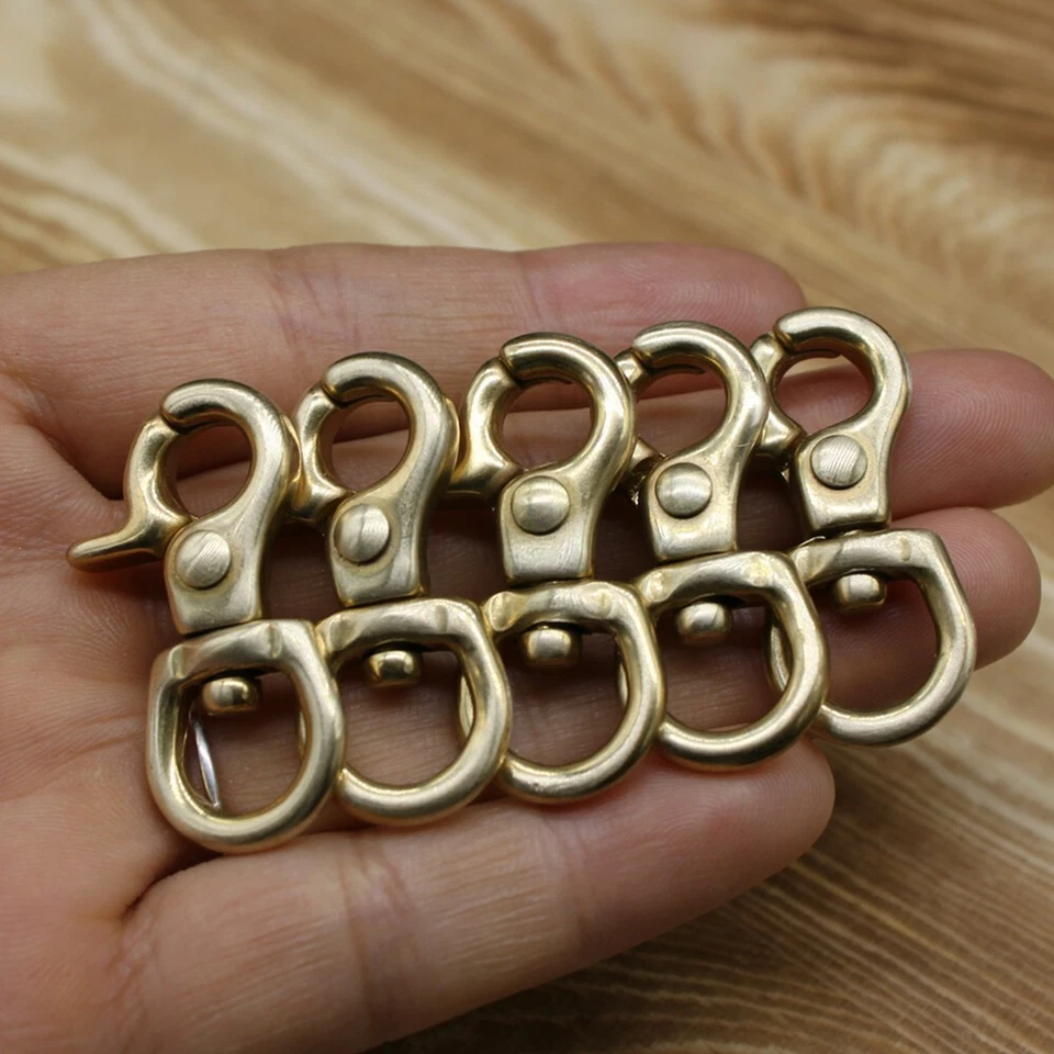 5pcs Solid Brass Snap Spring Hook Clasps Bag Wallet Trigger Hook Clip Keychains - Image 2 of 4