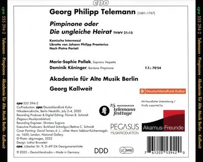 MARIE-SOPHIE POLLAK / DOMINIK KONINGER / GEORGE KALLWEIT GEORG PHILIPP TELEMANN: