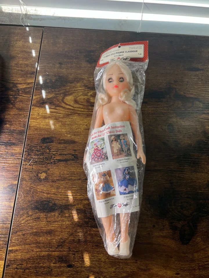 纤维工艺经典娃娃 15 英寸娃娃金发蓝眼睛全新复古工艺品 3193 — 第 2/4 张图片