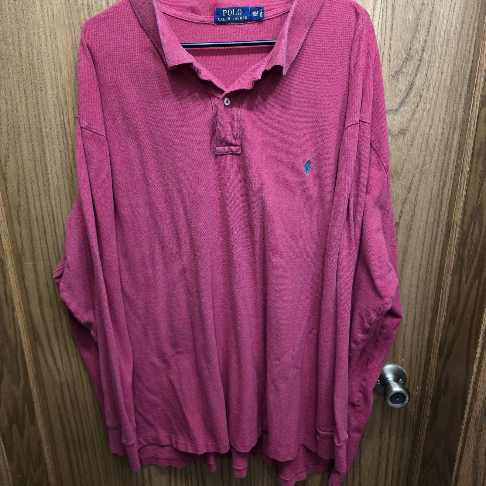 Polo Ralph Lauren 4XL ALTA quarto bottone rosso manica lunga camicia pony