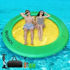 Water Hammock Inflatable Dock, 8ft Floating Raft Circular Water Island, Float...