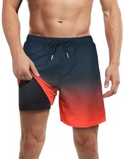 Mens Swimming Trunks with Compression Liner Men 5 Inch Inseam Boxer Brief Lin...
