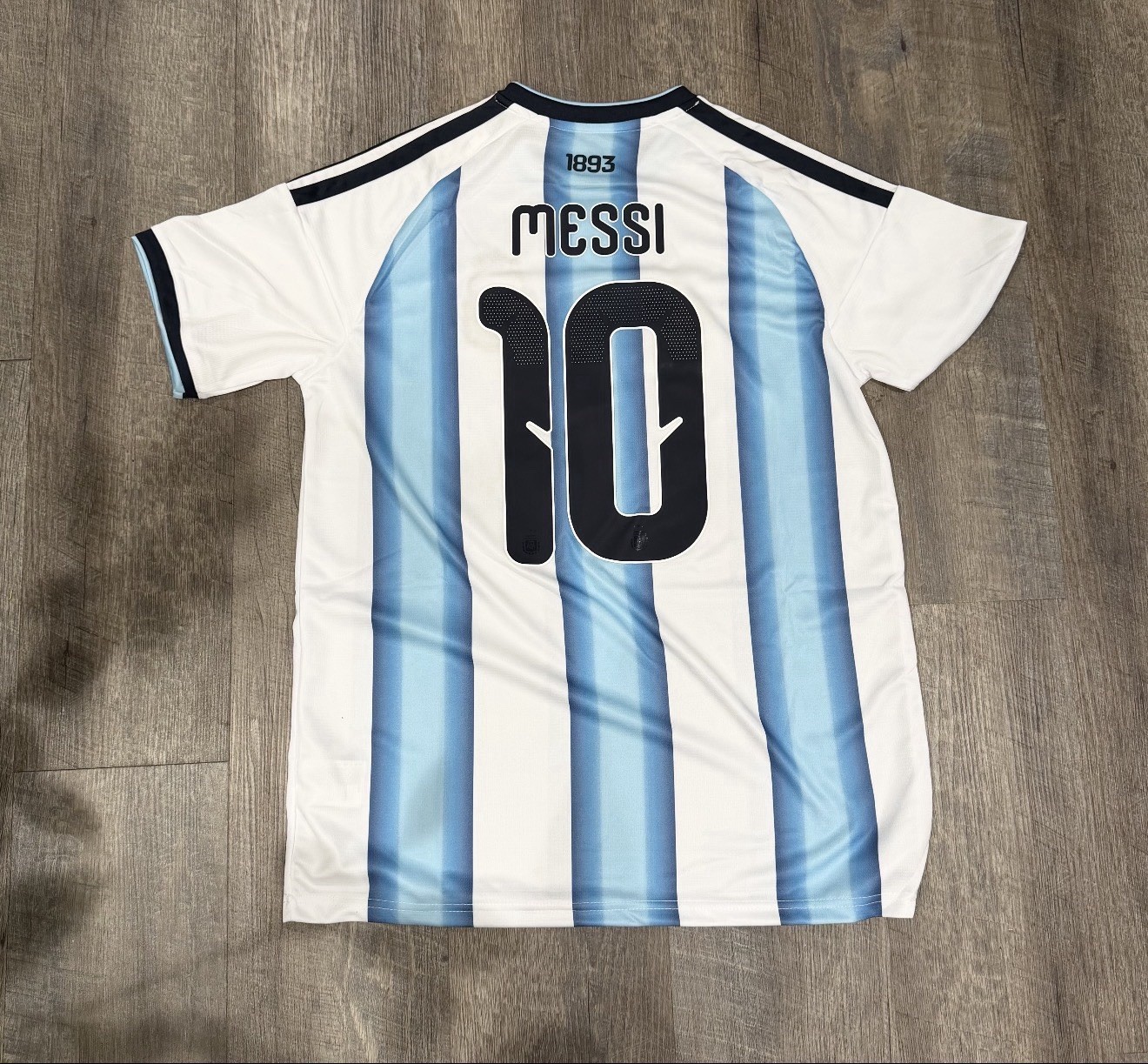 1:1 Argentina Lionel Messi #10 Men's Soccer Jersey White Light Blue Black