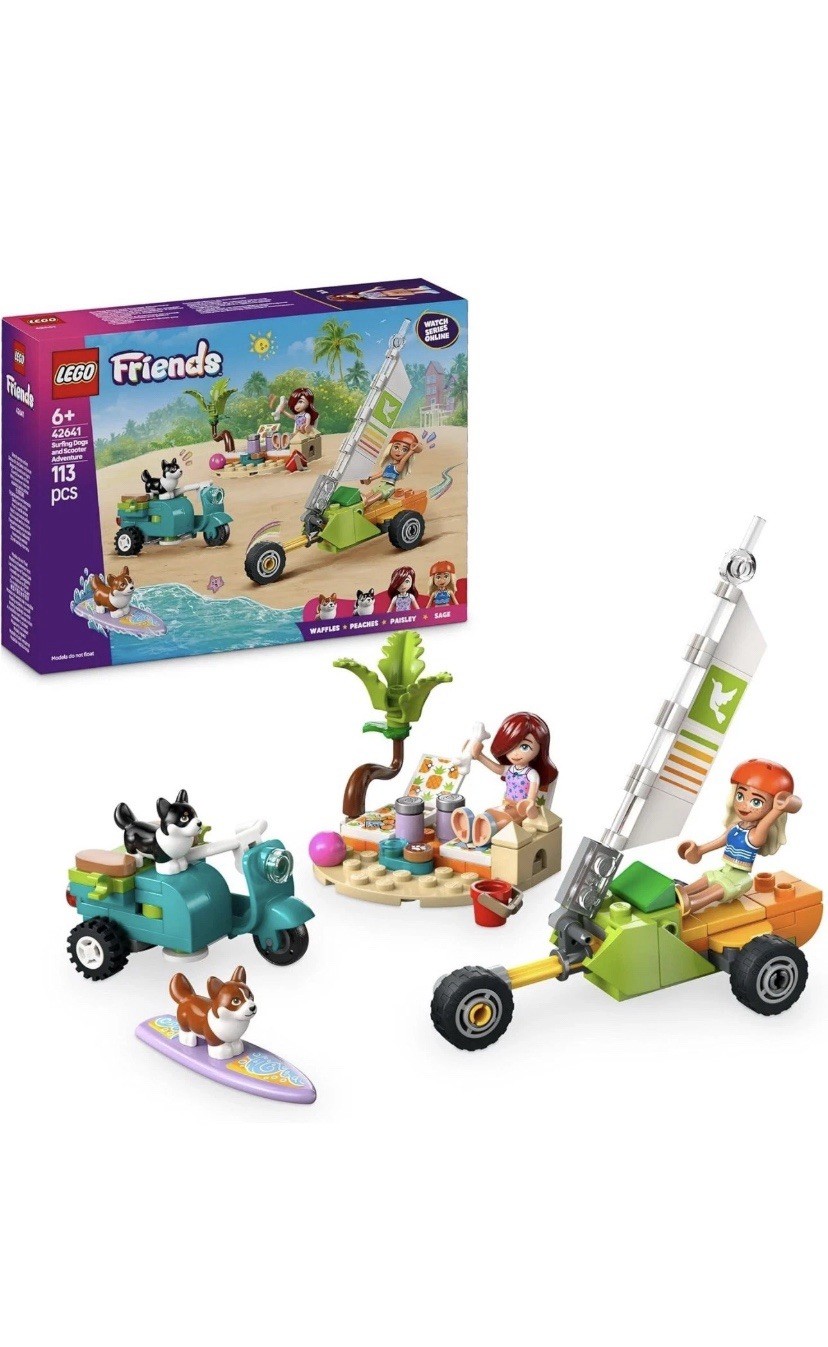 Lego Friends Play Set 42641 - Surfing Dogs And Scooter Adventure - 113 Pcs - New